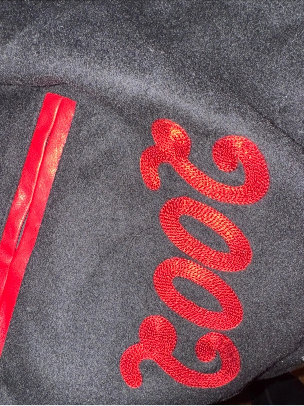 True Religion Black & Red Letterman Jacket
